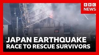 Japan earthquake - many people feared trapped in collapsed shopping mall | BBC News