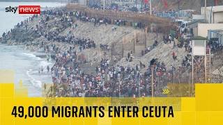 18 dead as almost 50,000 migrants enter Spanish enclave from Morocco