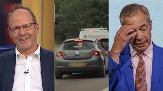 ‘There is a God’: TV host mocks viral Farage heckler after embarrassing crash