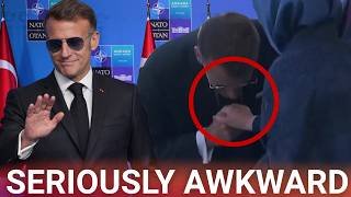 Macron awkwardly fails to kiss Turkish First Lady's hand as she embarrassingly pulls aways