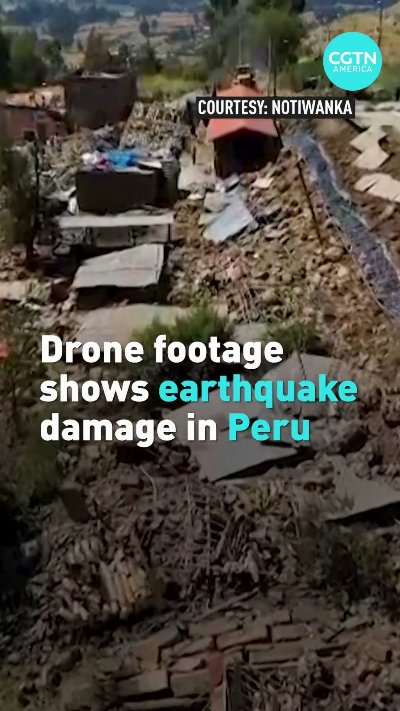 Drone footage shows earthquake damage in Peru