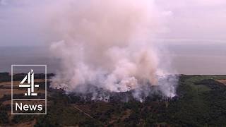 UK wildfire burns just miles from nuclear power station