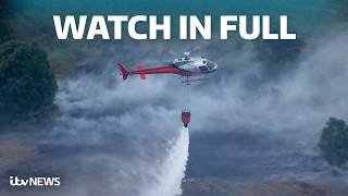 Dramatic aerial footage shows fire crews attempting to contain Suffolk fire