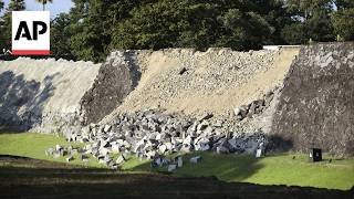 Part of the stone wall of Kumamoto Castle collapses as 7.1 earthquake hits Japan