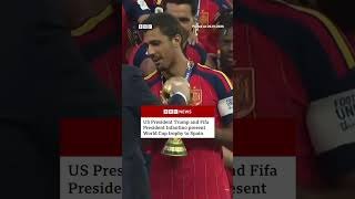 Donald Trump and Fifa president present World Cup trophy to Spain. #WorldCup #BBCNews