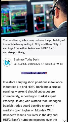 Reliance and HDFC Bank Q1 Results: Monday Stock Market Prediction 🚨