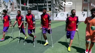 Gaza amputees recreate World Cup final in damaged stadium