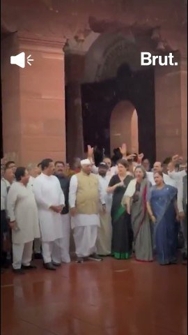 After Parliament adjourned, Opposition MPs protested outside against the Modi government