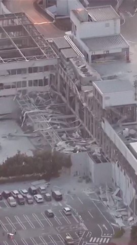 Japanese Mall Collapses from Earthquake, People Still Inside