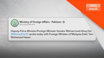 Menteri Luar Malaysia, Pakistan bincang situasi di Palestin