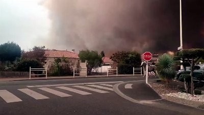 Haunting scenes show horses running through wildfire smoke in France